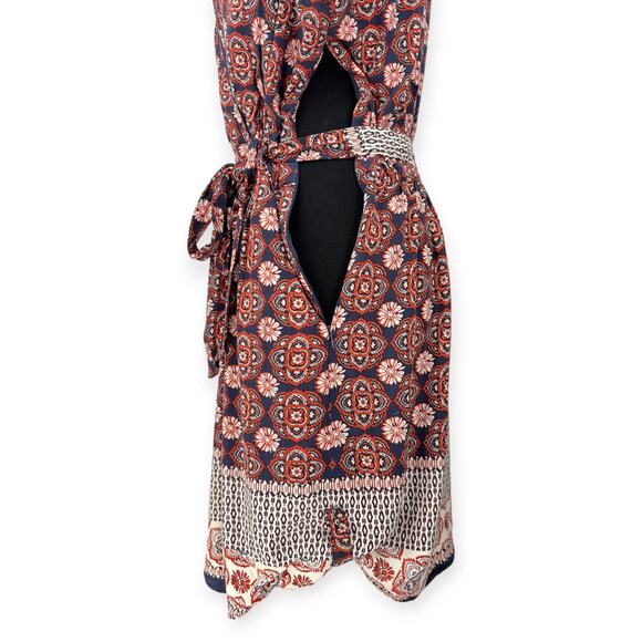 Daniel Rainn | Large | Double-V Faux Wrap Tie Waist Cap Sleeve Pocketed Dress - Picture 9 of 11